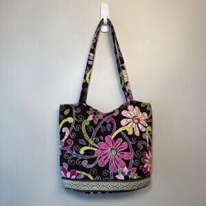Vera Bradley Purple Punch Floral Print Bucket Tote Bag Purse